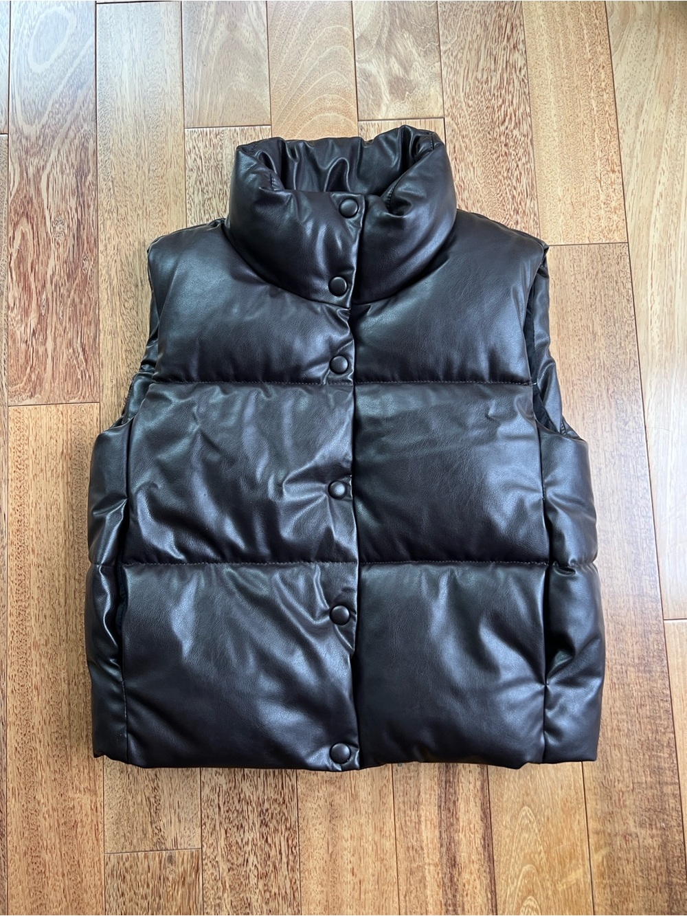 Zara Faux Leather Puffer Vest